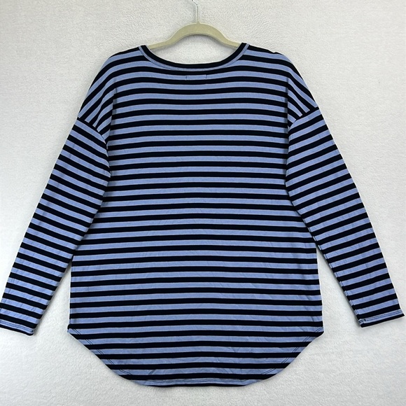 Lou & Gray Womens Top Sz L Blue Striped Rayon Blend Knit Scoop Neck Long Sleeves - Picture 6 of 11